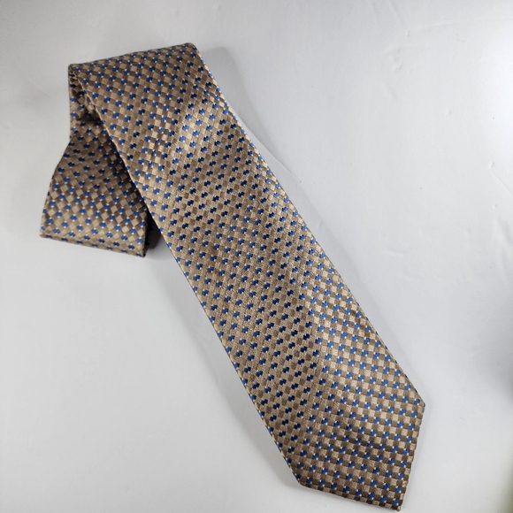 MICHAEL KORS Tan & Blue Silk Tie. - Picture 2 of 5